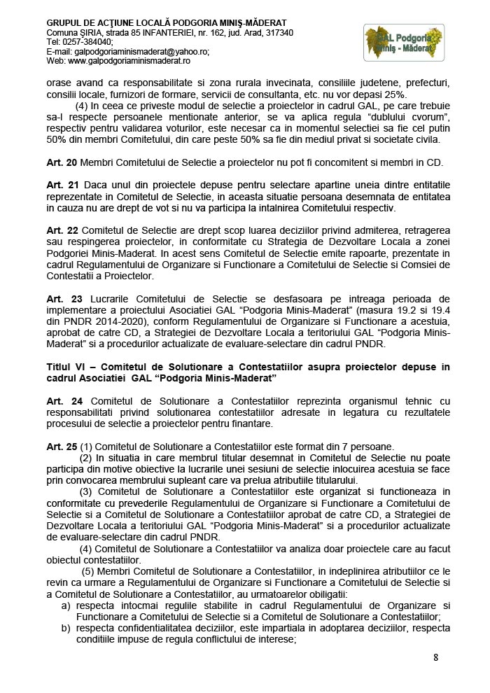 Emperor hug Steward Regulament de Organizare și Funcționare (ROF) – GAL Podgoria Minis-Maderat